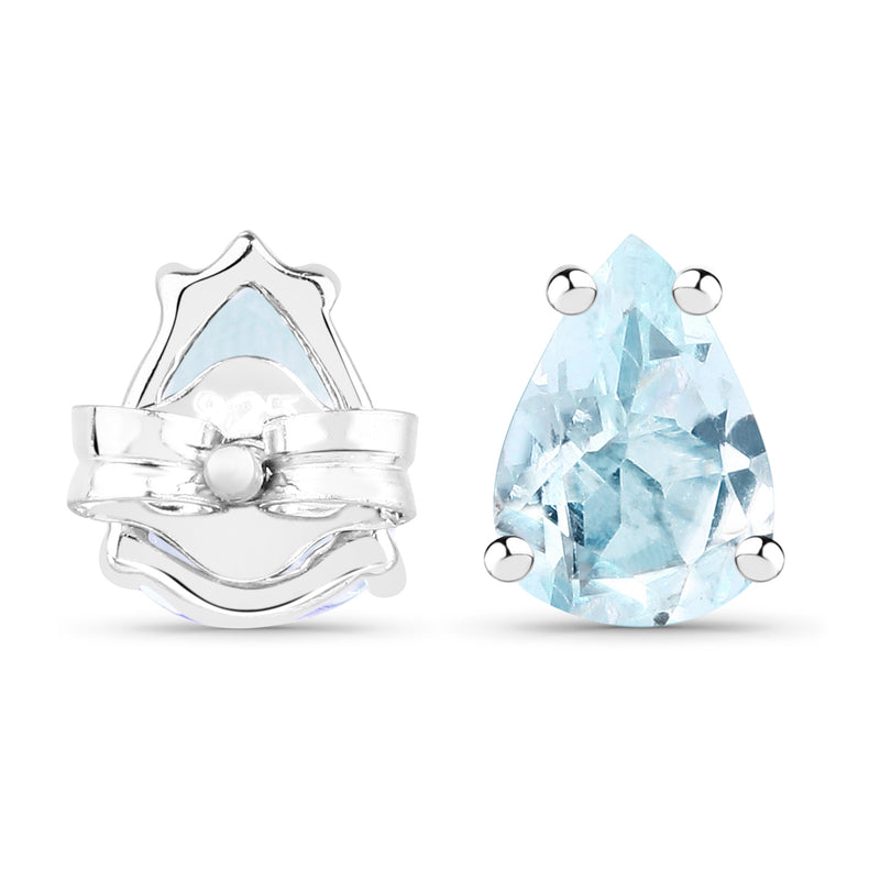 1.70 Carat Genuine Blue Topaz .925 Sterling Silver Earrings