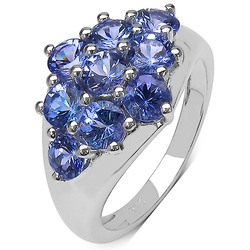 2.07 Carat Genuine Tanzanite .925 Sterling Silver Ring