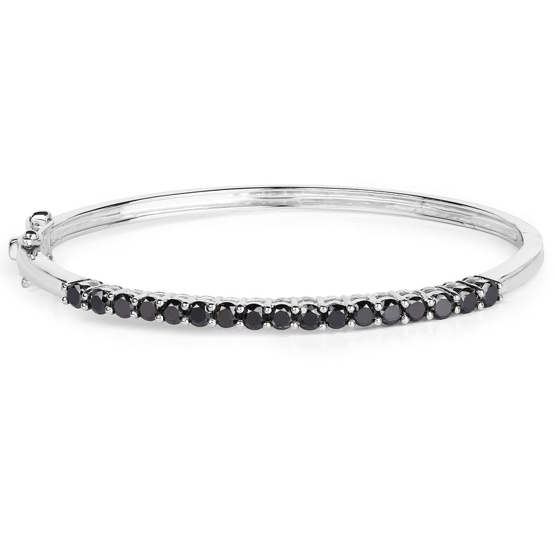 2.50 Carat Genuine Black Diamond .925 Sterling Silver Bangle