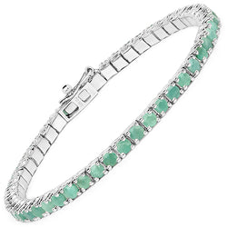 4.90 Carat Genuine Emerald .925 Sterling Silver Bracelet