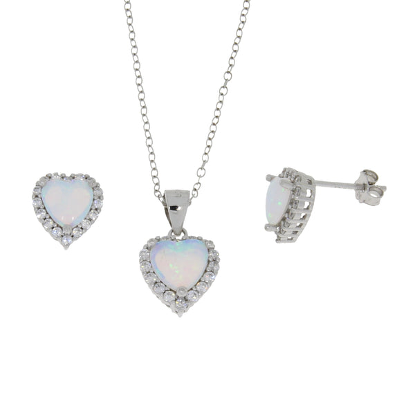 Natural Created Opal Jewelry sets Sterling Silver