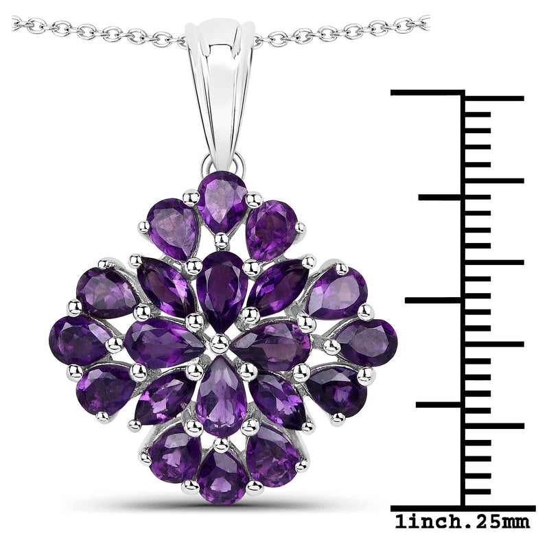 3.16 Carat Genuine Amethyst .925 Sterling Silver Pendant