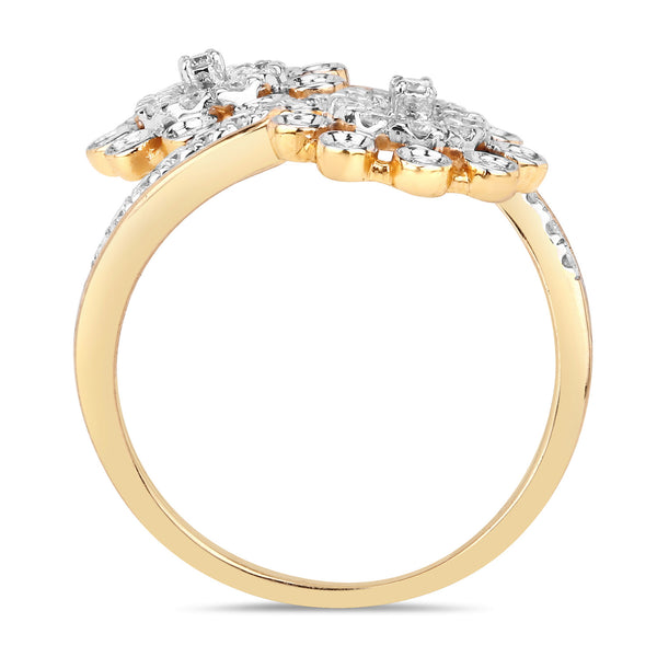 0.56 Carat Genuine White Diamond 14K Yellow Gold Ring (E-F Color, SI1-SI2 Clarity)