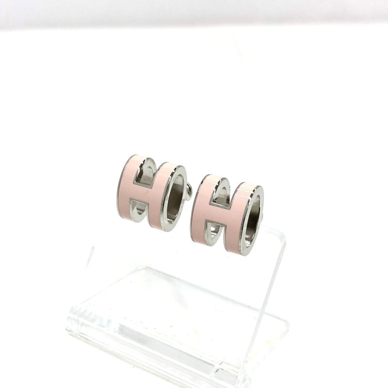HERMES Hermes Earrings H Pop Ash Pink Rose Dragee Silver Catch Ladies