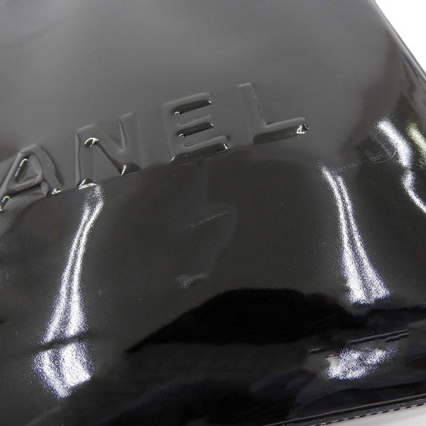 Chanel Womens Patent Leather Tote Bag Black