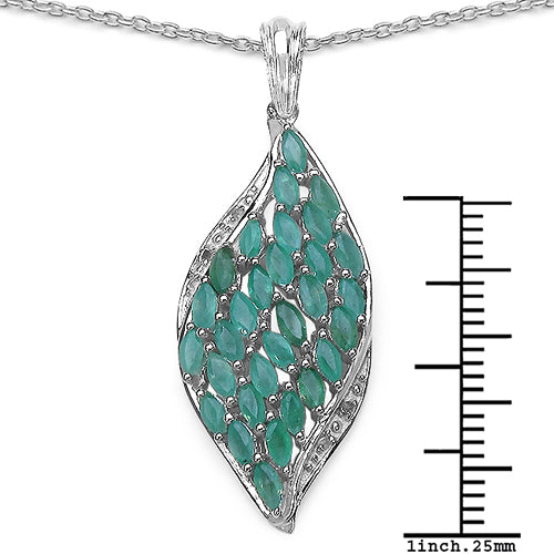 2.12 Carat Genuine Emerald & White Topaz .925 Sterling Silver Pendant