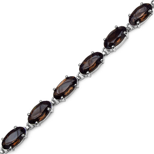 17.10 Carat Genuine Smoky Quartz .925 Sterling Silver Bracelet