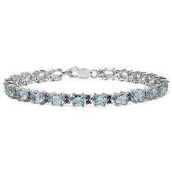 13.20 Carat Genuine Blue Topaz & Blue Sapphire .925 Sterling Silver Bracelet