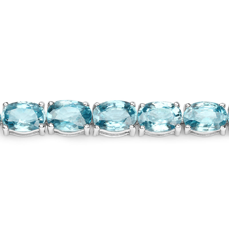 30.00 Carat Genuine Blue Zircon .925 Sterling Silver Bracelet