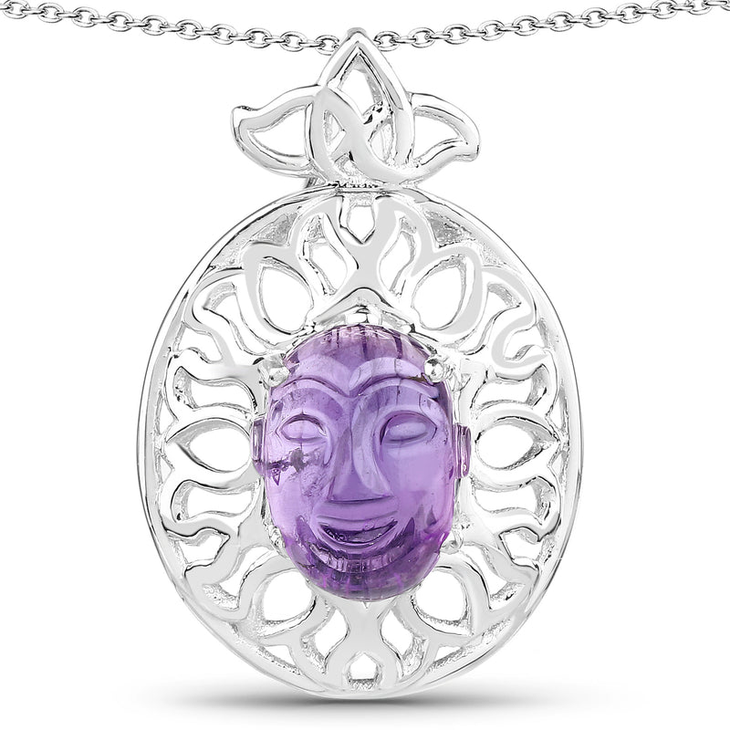 5.80 Carat Genuine Amethyst .925 Sterling Silver Pendant