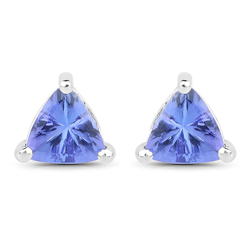 1.50 Carat Genuine Tanzanite .925 Sterling Silver Earrings