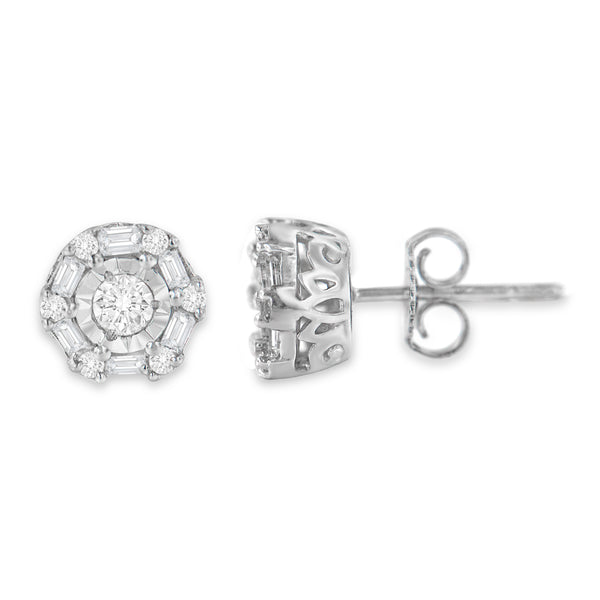 10K White Gold Diamond Stud Earring (1/2 cttw, I-J Color, I3 Clarity)