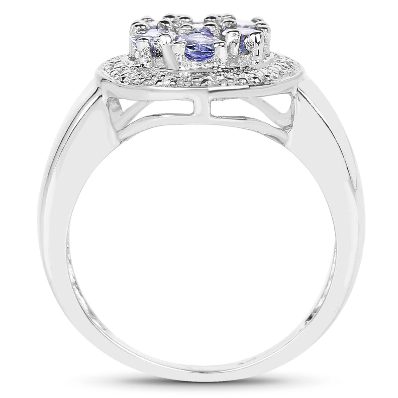 1.19 Carat Genuine Tanzanite .925 Sterling Silver Ring