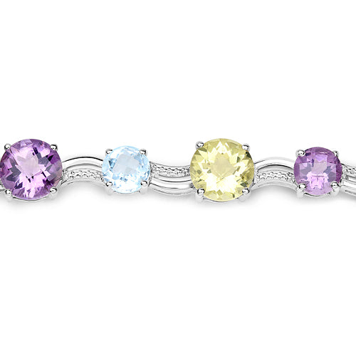 25.38 Carat Genuine Multi Stones .925 Sterling Silver Bracelet