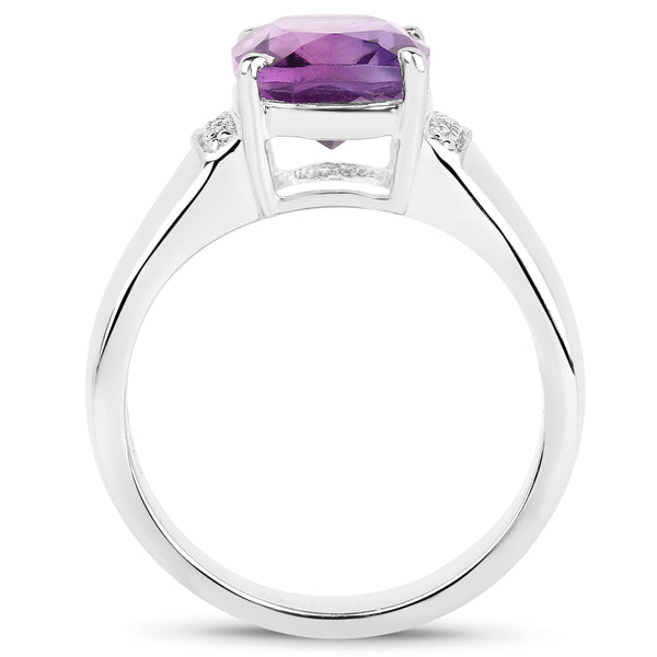 2.65 Carat Genuine  Amethyst and White Topaz .925 Sterling Silver Ring
