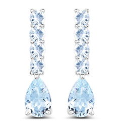 2.40 Carat Genuine Aquamarine .925 Sterling Silver Earrings