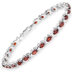 8.00 Carat Genuine Garnet .925 Sterling Silver Bracelet