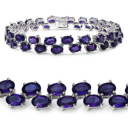 16.72 Carat Genuine Amethyst .925 Sterling Silver Bracelet