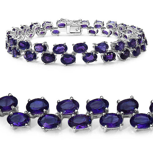 16.72 Carat Genuine Amethyst .925 Sterling Silver Bracelet