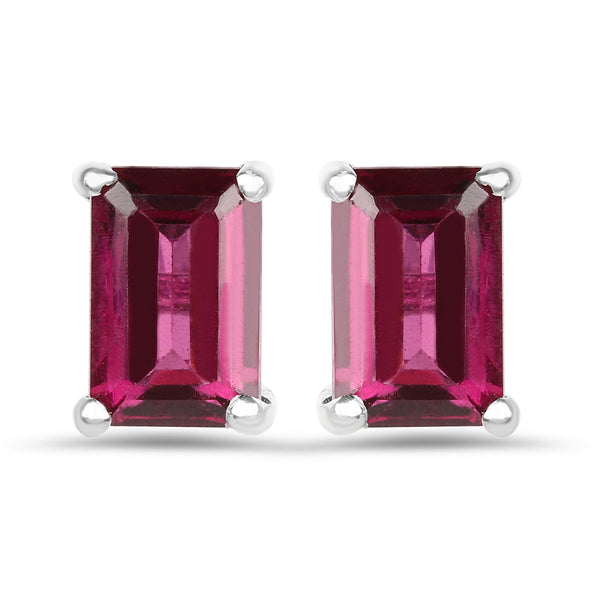 1.50 Carat Genuine Rhodolite .925 Sterling Silver Earrings