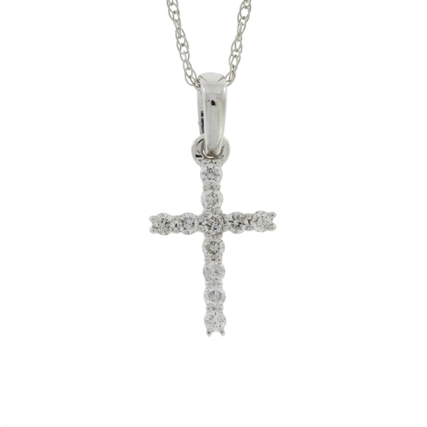 .12ct Diamond Cross Religious Pendant 14KT White Gold