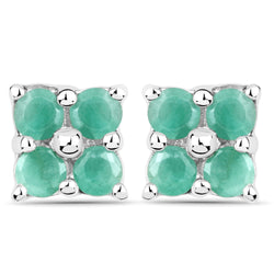 0.80 Carat Genuine Emerald .925 Sterling Silver Earrings