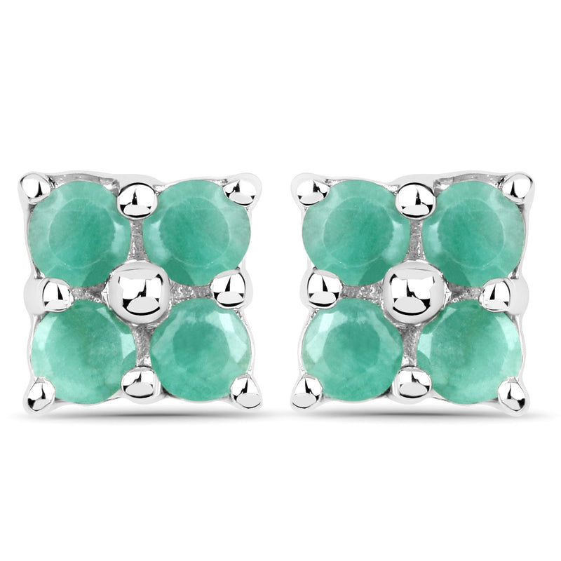 0.80 Carat Genuine Emerald .925 Sterling Silver Earrings