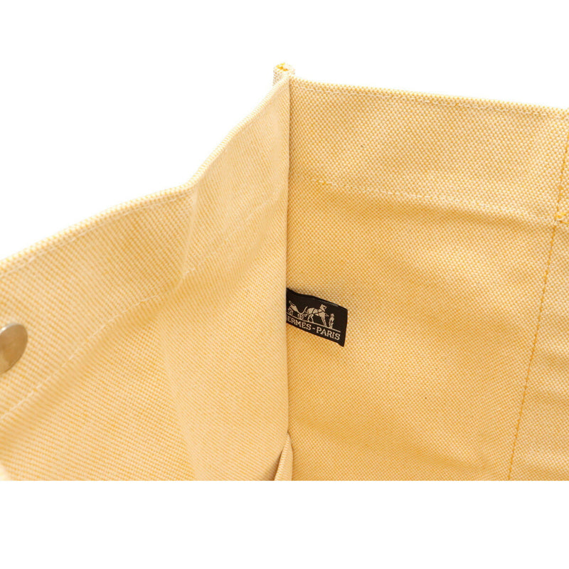 Hermes Bora GM Tote Bag Handbag Toile Ash Canvas Yellow Orange