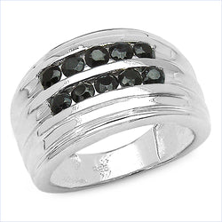 1.00 Carat Genuine Black Sapphire .925 Sterling Silver Ring