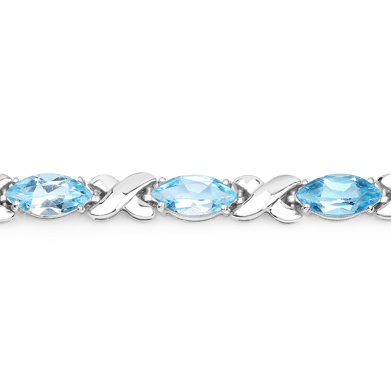 13.20 Carat Genuine Blue Topaz .925 Sterling Silver Bracelet