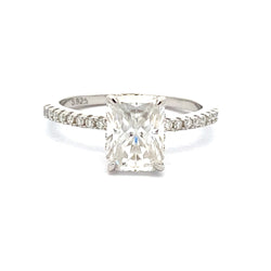 Natural 1.00ct Moissanite Eng Only Sterling Silver