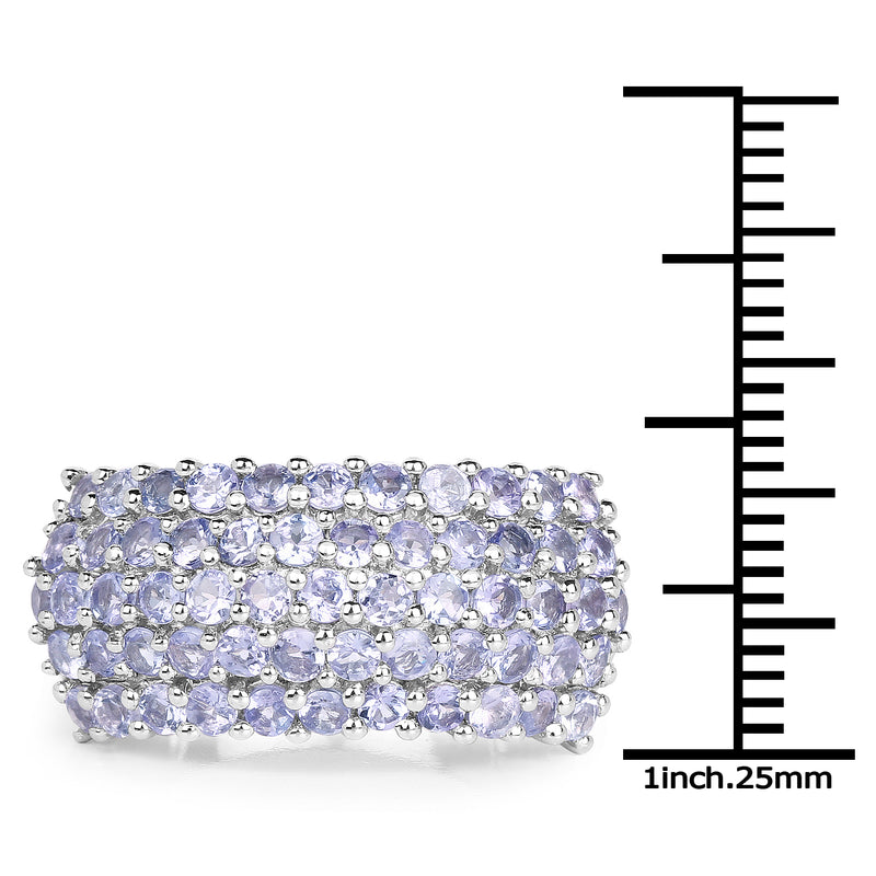 2.07 Carat Genuine Tanzanite .925 Sterling Silver Ring