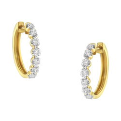 10KT Yellow Gold Diamond Huggy Hoop Earrings (1/2 cttw, J-K Color, I2-I3 Clarity)