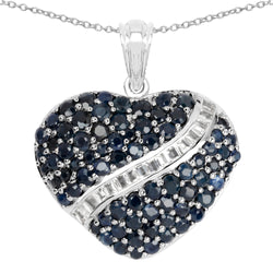 4.60 Carat Genuine Blue Sapphire and White Topaz .925 Sterling Silver Pendant