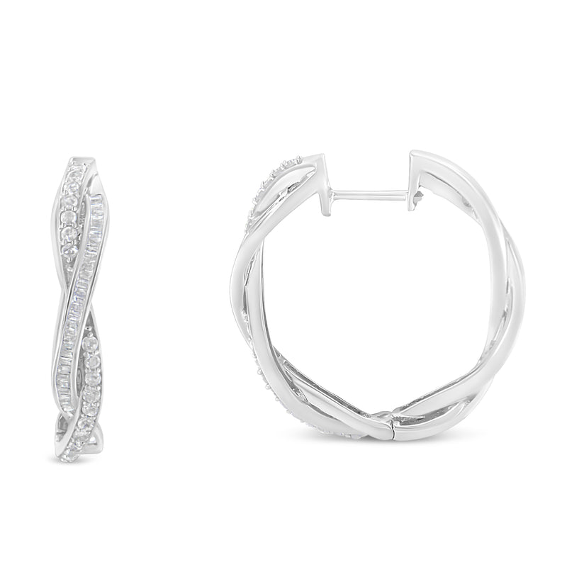 Sterling-Silver Diamond Hoop Earring (0.75 cttw, I-J Color, I2-I3 Clarity)