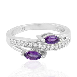 925 Sterling Silver Band Ring Amethyst Women Jewelry