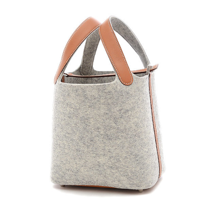 Hermes Picotin Lock PM 18 Felt Swift Gray Gold Y stamp Handbag