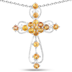 2.24 Carat Genuine Yellow Sapphire .925 Sterling Silver Pendant