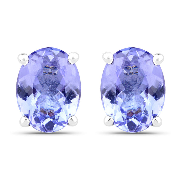 2.30 Carat Genuine Tanzanite .925 Sterling Silver Earrings