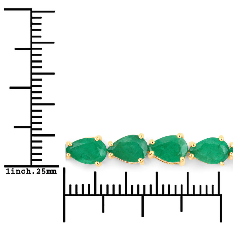 10.15 Carat Genuine Zambian Emerald 14K Yellow Gold Bracelet