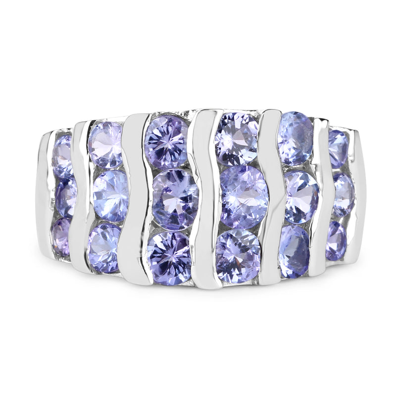 2.40 Carat Genuine Tanzanite .925 Sterling Silver Ring