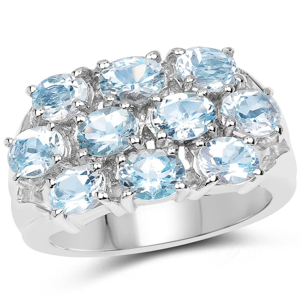 3.60 Carat Genuine Blue Topaz .925 Sterling Silver Ring