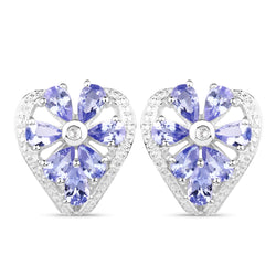 2.97 Carat Genuine Tanzanite & White Topaz .925 Sterling Silver Earrings