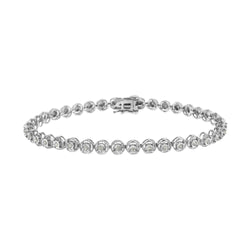 .925 Sterling Silver 1/2 cttw Miracle Set Diamond Milgrain Style Link Bracelet (I-J, I3-Promo) - Size 7.25"