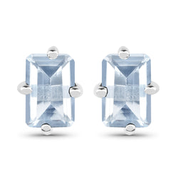 1.04 Carat Genuine Aquamarine .925 Sterling Silver Earrings