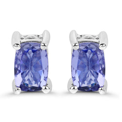 1.06 Carat Genuine Tanzanite .925 Sterling Silver Earrings