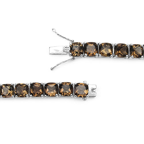 33.60 Carat Genuine Smoky Quartz .925 Sterling Silver Bracelet