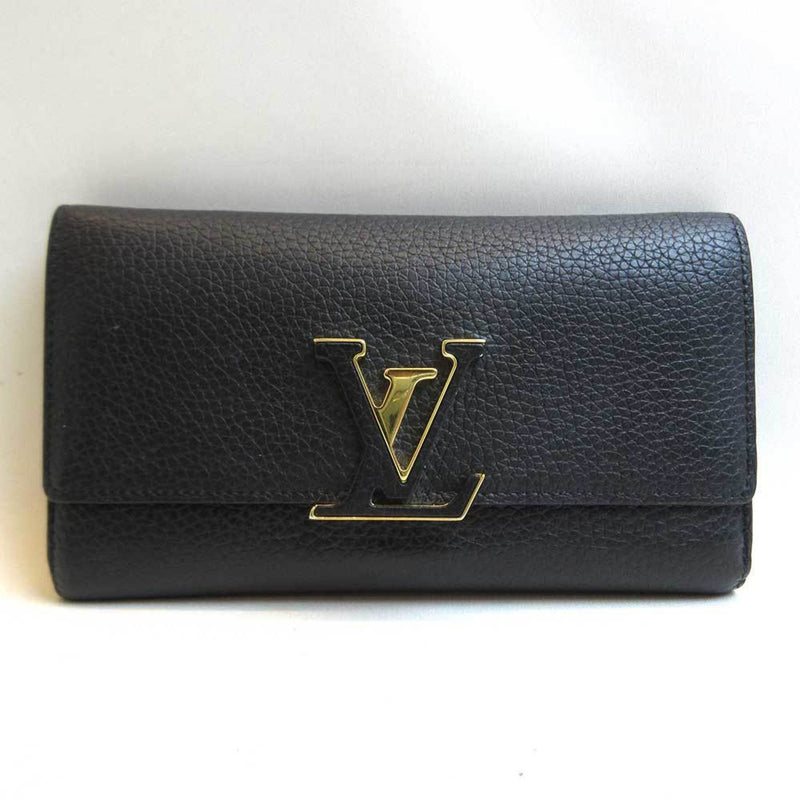Louis Vuitton Wallet Portofeuil Capsine Noir Black Long Folded Women's Taurillon Leather M61248