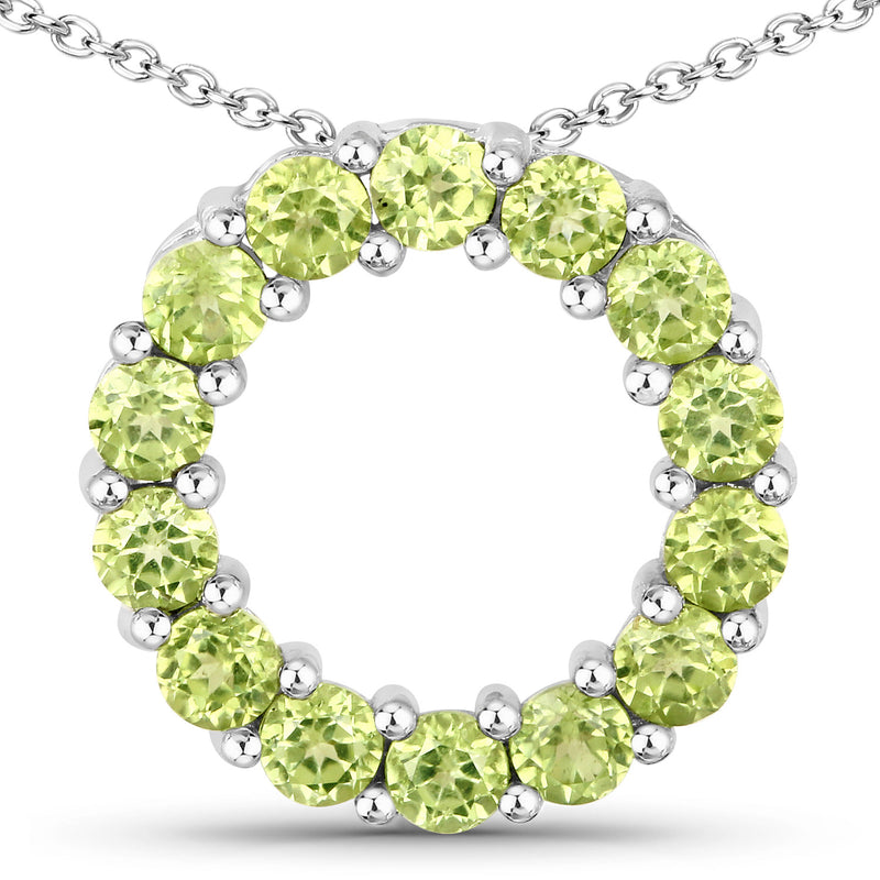 1.40 Carat Genuine Peridot .925 Sterling Silver Pendant