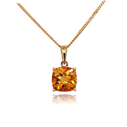 14KY CITRINE CUSHION PENDANT